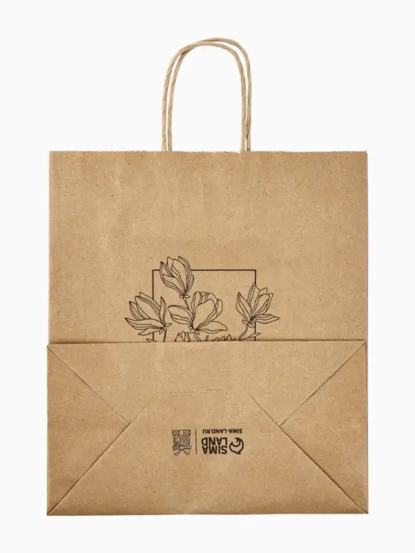 Пакет подарочный крафтовый «Цветочный» 22 х 25 х 12 см