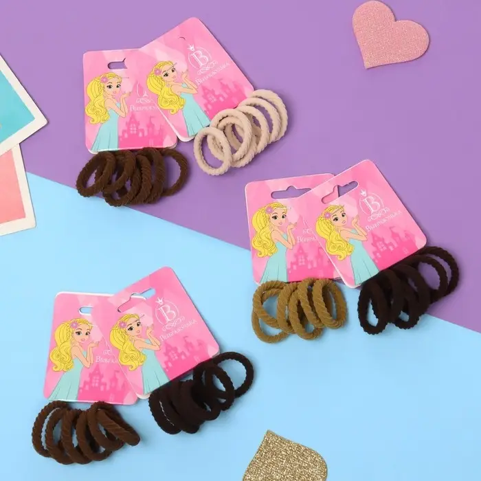 Резинка для волос  Резинка для волос "Махрушка спорт" (набор 6 шт) полосы диагональ, 2,5 см, коричневые