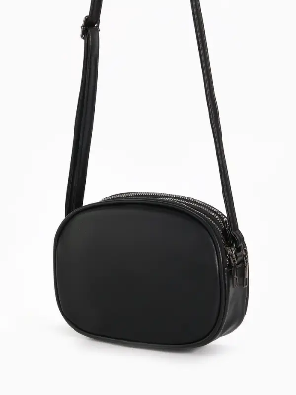 Сумка женская кросс-боди на молнии, 19&times;7&times;15 см, со стёжкой, чёрная