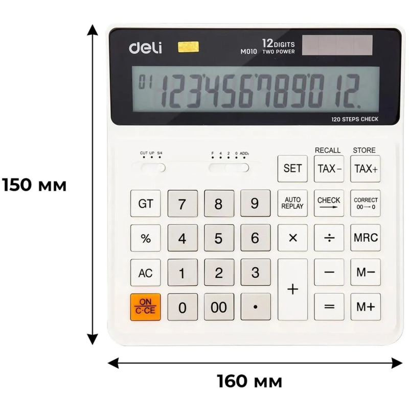 Калькулятор настольный БУХГАЛТЕРСКИЙ Deli EM01010 белый 12-разр