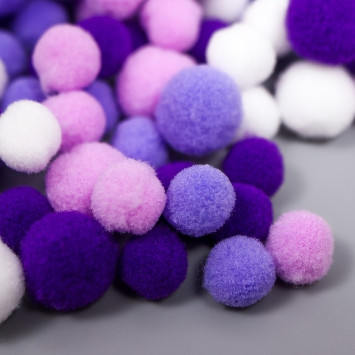 Декор для творчества Декор для творчества "Помпончики. Фиолетовое настроение" d=1-3 см набор 135 шт