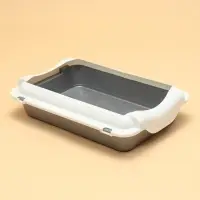 Туалет средний с бортом 36&times;26&times;9, серый/белый