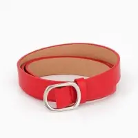 Ремень жен, 04-01-02-07, 2,5*0,3*110 см, без винта, пряжка серебро, затяжка, красный