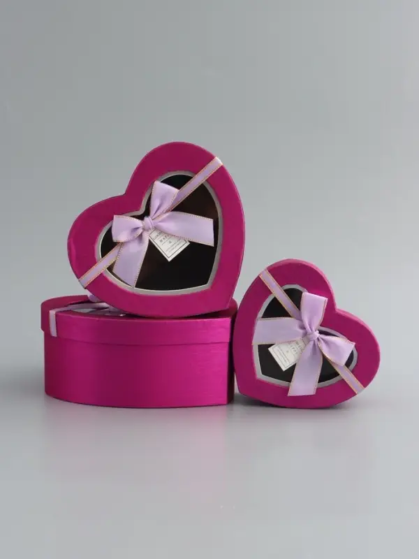Набор коробок 3 в 1 сердца 22 х 20 х 9;  18.5 х 17 х 7.5; 1 6 х 14 х 6 см