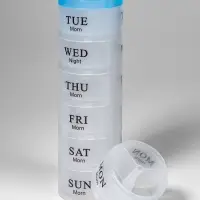 Таблетница - органайзер &laquo;Пирамида&raquo;, утро/день/вечер, d=19.5&times;5 см, 7 контейнеров по 3 секции, голубая