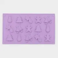 Форма для конфет и шоколада новогодняя Доляна &laquo;Ёлочки - иголочки&raquo;, силикон, 30&times;17.3&times;1.3 см, 15 ячеек, сиреневая