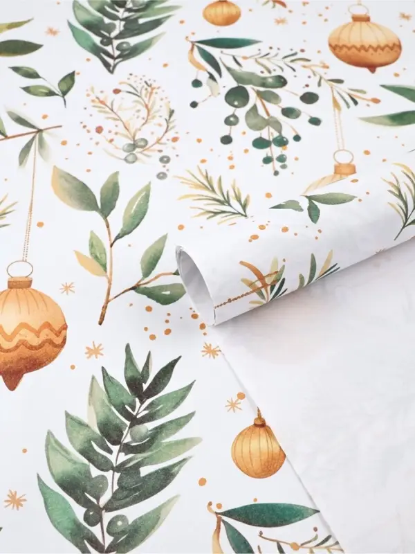 Бумага упаковочная новогодняя &laquo;Веточки зимы&raquo;, белый крафт, 1 лист, 80 г/м&sup2;, 70&times;100 см