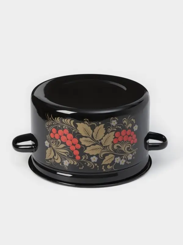 Кастрюля эмалированная &laquo;Рябина&raquo;, 7 л, d=26.5 см, черно-красная