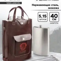Фляжка &laquo;СССР&raquo;, нержавеющая сталь, чехол, 5.15 л, с 4 шампурами l-40 см