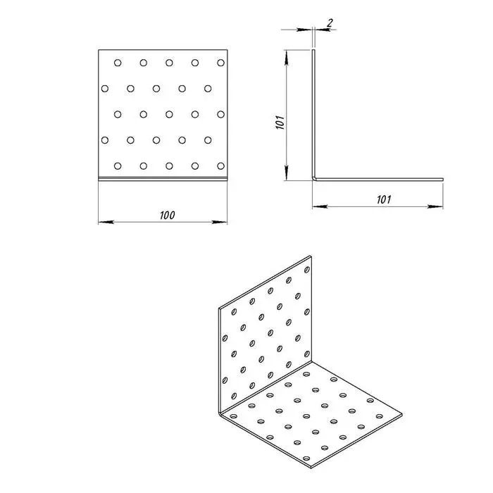 Уголок крепёжный 100 х 100 х 100 х 2 мм, оцинкованный Уголок крепёжный 100 х 100 х 100 х 2 мм, оцинкованный