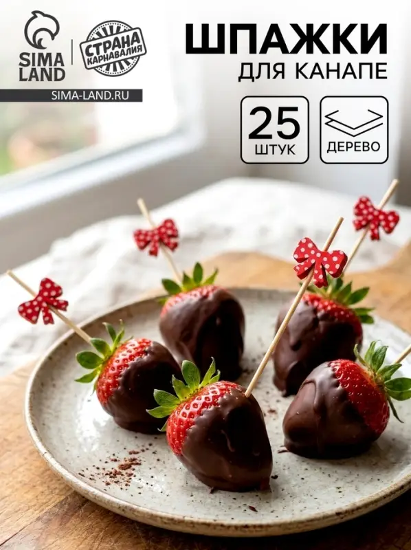Шпажки для канапе &laquo;Бантики красные&raquo;, 25 шт