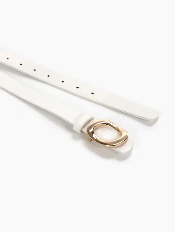 Ремень женский, гвоздик, золотистая пряжка, 2.3&times;106 см, белый