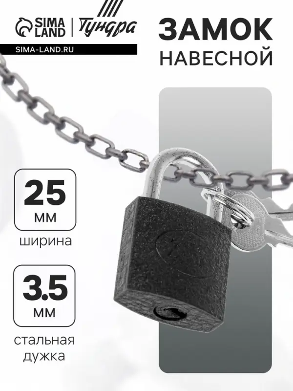 Замок навесной, тип 10, 25&times;42 мм, 2 ключа