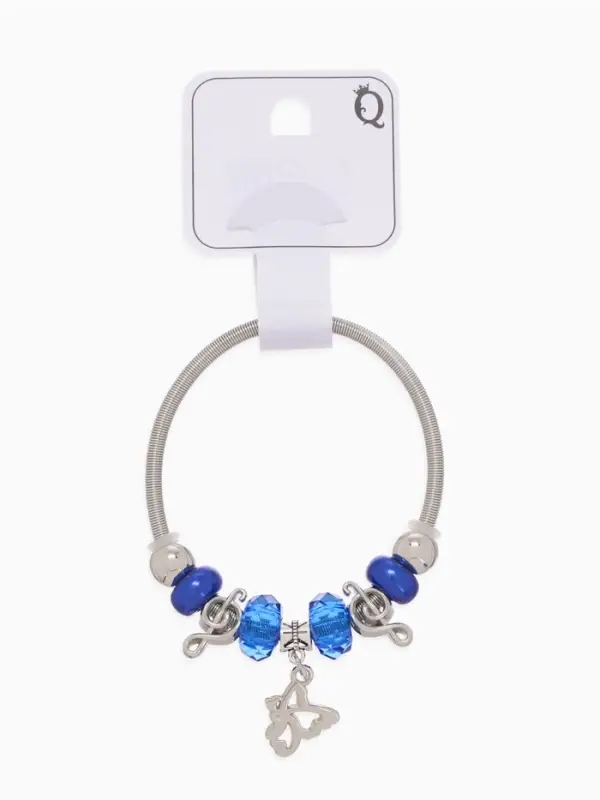 Браслет с шармами &laquo;Марджери. Бабочка&raquo;, d=6.5 см, синий в серебре