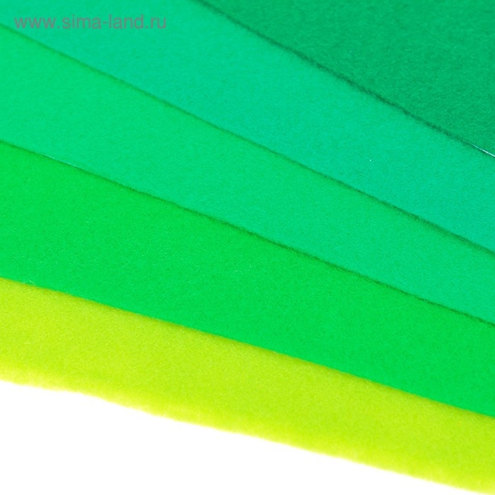 Фетр цветной мягкий A4 deVENTE. Фетр цветной мягкий A4 deVENTE. "Оттенки зелёного" 5 цветов, 5 листов, толщина 2 мм