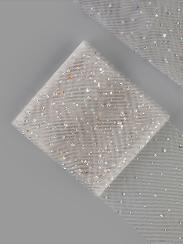 Фатин с блёстками, 15 см, 23 ± 1 м, 11 ± 1 г/кв.м, цвет бежевый №37 Фатин с блёстками, 15 см, 23 ± 1 м, 11 ± 1 г/кв.м, цвет бежевый №37