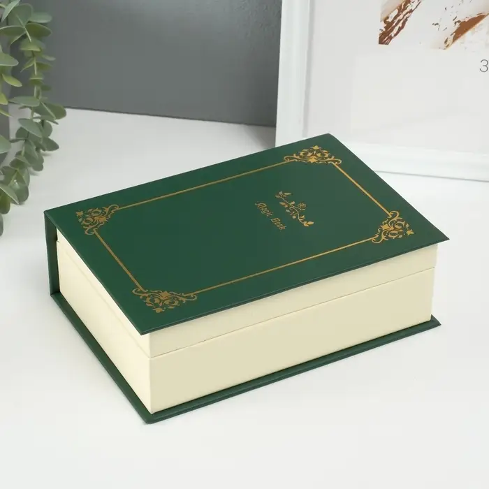 Шкатулка - книга для украшений &laquo;Магическая книга&raquo;, искусственная кожа, т. зелёная, 15.5&times;21.5&times;7 см