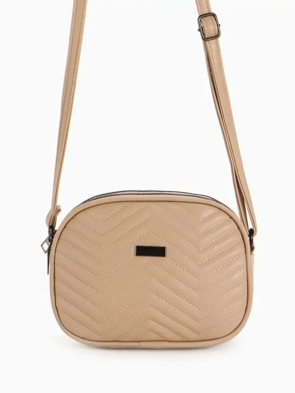 Сумка женская кросс-боди на молнии, 19&times;7&times;15 см, бежевая