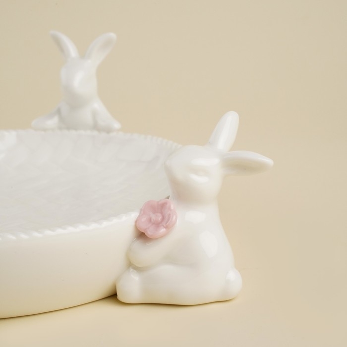 Блюдо для подачи фарфоровое SL Home «Лесные кролики», 19,5×15,3×7,5 см, цвет белый Блюдо для подачи фарфоровое SL Home «Лесные кролики», 19,5×15,3×7,5 см, цвет белый