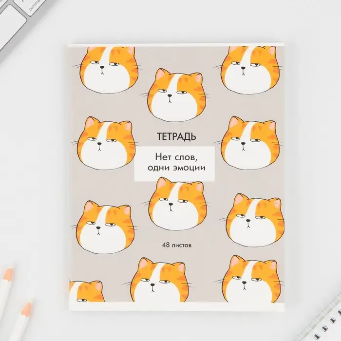 Тетрадь в клетку, 48 л., А5, на скрепке, блок №1 «Котики приколы» МИКС Тетрадь в клетку, 48 л., А5, на скрепке, блок №1 «Котики приколы» МИКС