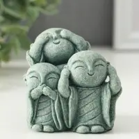 Фигурка песчаник &laquo;Статуя Дзидзо - не вижу, не слышу, не скажу&raquo;, 5.8&times;7&times;7 см