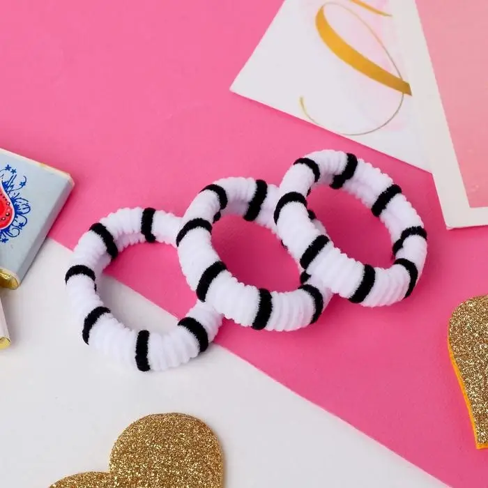 Резинка для волос Резинка для волос "Махрушка" (набор 3 шт) полосатик, 4 см, чёрно-белый