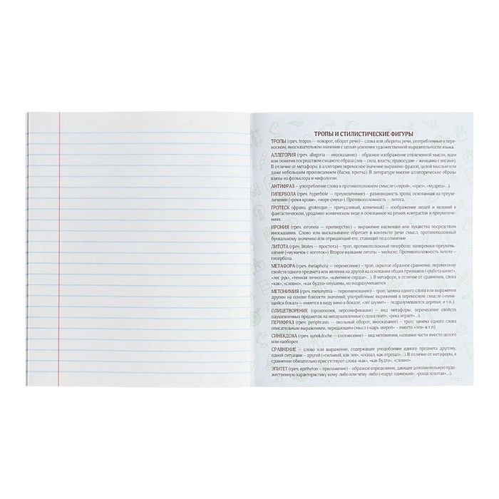 Тетрадь предметная Calligrata TOP "Школьный стиль", 48 листов в линию Литература, со справочным материалом, пластиковая обложка, блок офсет