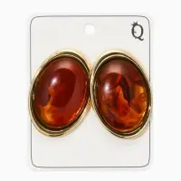 Серьги акрил "Стиль", овал, цвет янтарный в золоте
