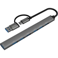 Разветвитель USB PERO MH04, USB-С/USB-A TO USB 3.0 + 6xUSB 2.0, серый