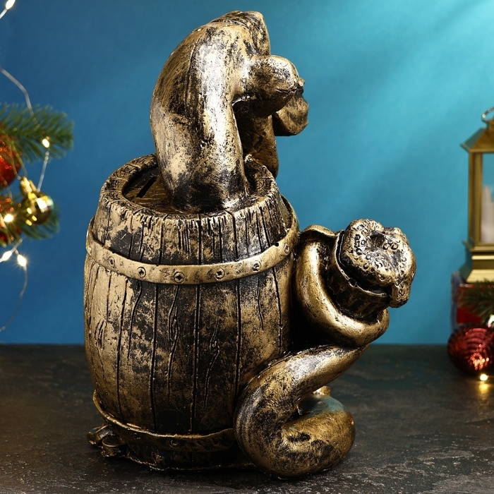 Копилка Копилка "Удав в бочке" черное золото, 18х23х20см