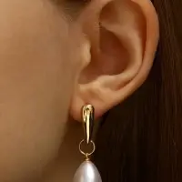 Серьги с жемчугом &laquo;Грейс&raquo;, пухлая капля, белые в золоте