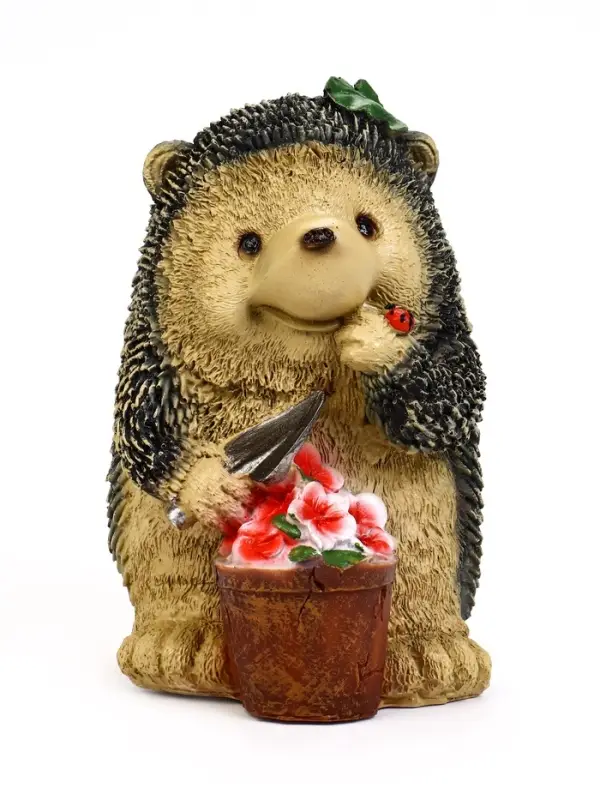 Садовая фигура из полистоуна &laquo;Ёжик с цветочным горшком&raquo;, 20&times;17&times;26 см