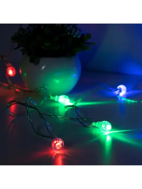 Гирлянда &laquo;Нить&raquo; 5 м с насадками &laquo;Фонарики&raquo;, IP20, прозрачная нить, 20 LED, свечение мульти (RG/RB), мигание, 220 В