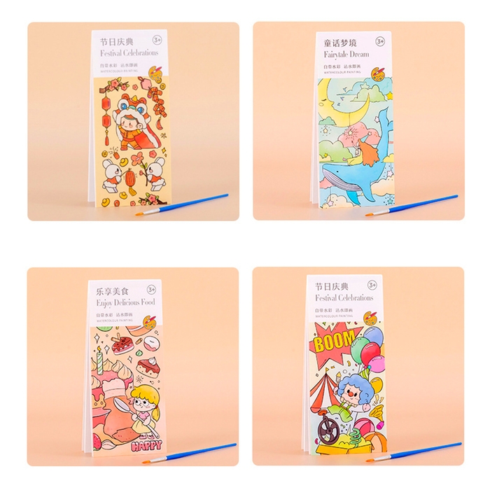 Водная раскраска «Закладки», 10 листов, кисточка, виды МИКС Водная раскраска «Закладки», 10 листов, кисточка, виды МИКС