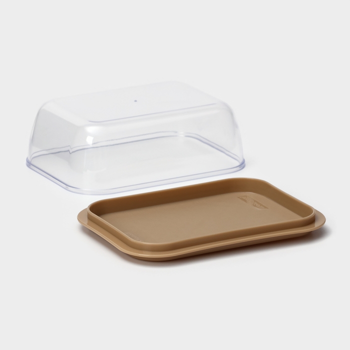 Маслёнка двухсторонняя, 14.5×11×5.5 см, цвет шоколадный мокко Маслёнка двухсторонняя, 14.5×11×5.5 см, цвет шоколадный мокко