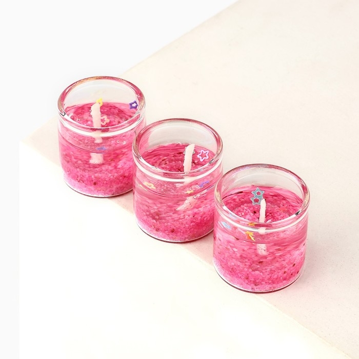 Свечи гелевые новогодние «Мечтай» на Новый год на Новый год, 3 шт, розовые, 2,5 х2,5 х 2,5 см Свечи гелевые новогодние «Мечтай» на Новый год на Новый год, 3 шт, розовые, 2,5 х2,5 х 2,5 см