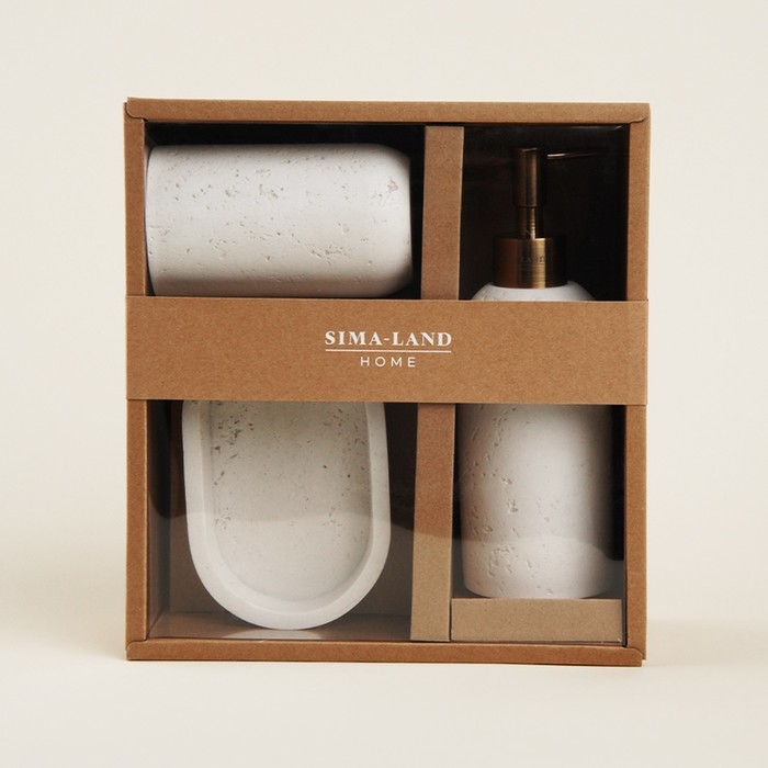 Набор для ванной SL Home, 3 предмета: дозатор, мыльница, стакан Набор для ванной SL Home, 3 предмета: дозатор, мыльница, стакан