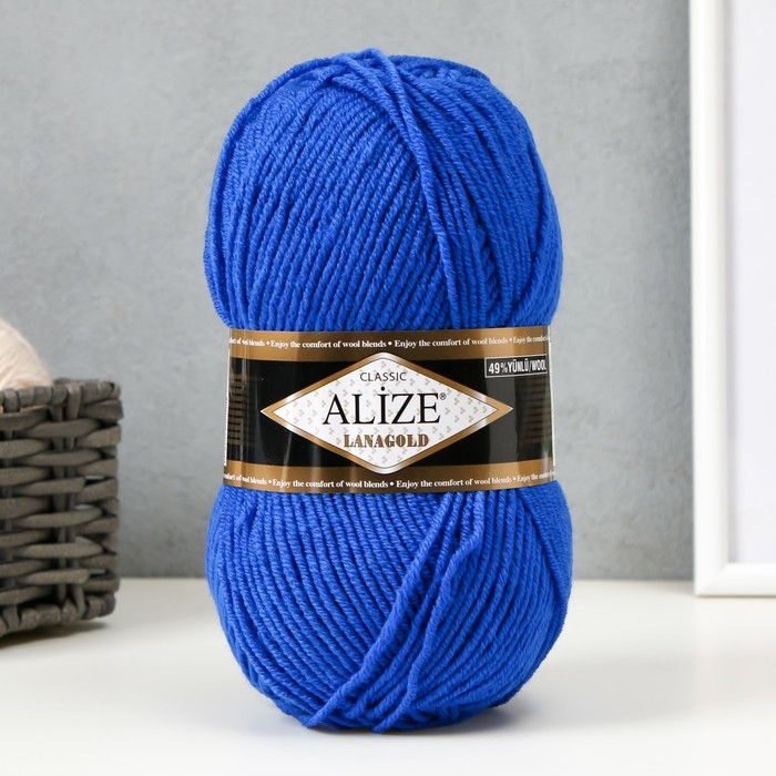 Пряжа Пряжа "Lanagold" 51% акрил, 49% шерсть 240м/100гр (141 василек)