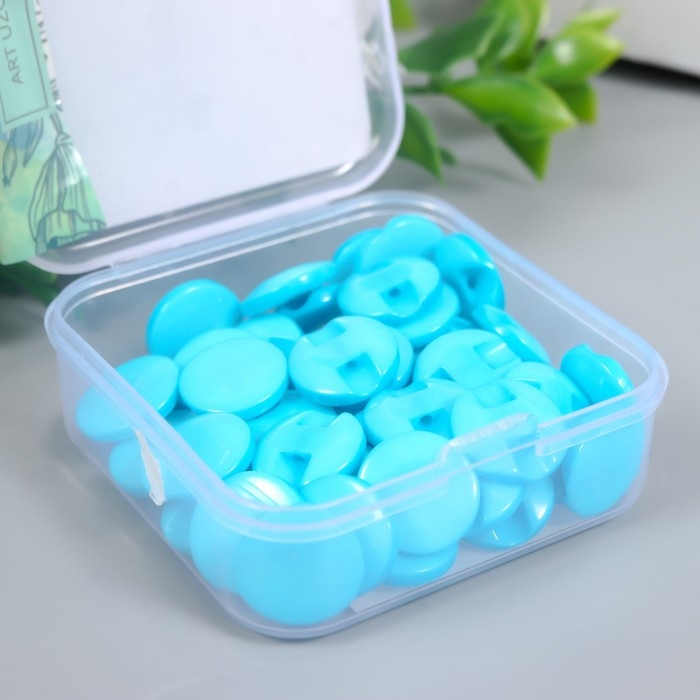 Пуговицы пластик на полуножке Пуговицы пластик на полуножке "Кругляш голубой" 1,3х1,3 см набор 50 шт 2х5,5х5,5 см