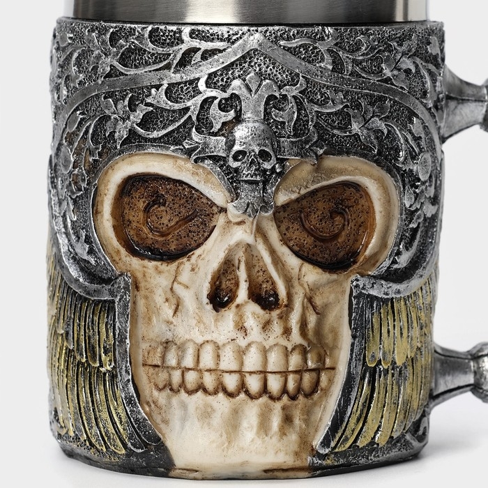 Кружка из нержавеющей стали «Череп с мечом. Хэллоуин», 400 мл, цвет серебристый Кружка из нержавеющей стали «Череп с мечом. Хэллоуин», 400 мл, цвет серебристый