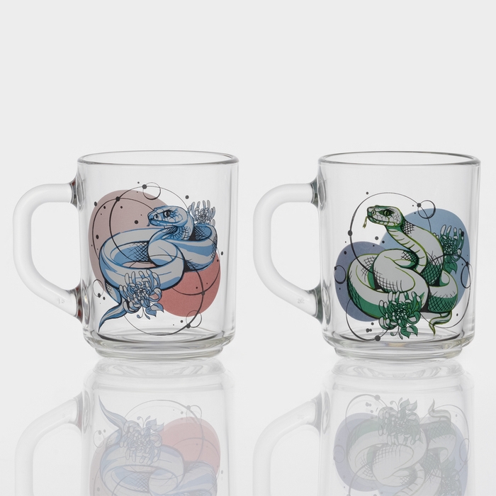Кружка стеклянная чайная «Змеи», 200 мл, МИКС