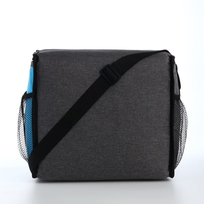 Термосумка на молнии, наружный карман, 15 л, цвет серый/голубой Термосумка на молнии, наружный карман, 15 л, цвет серый/голубой