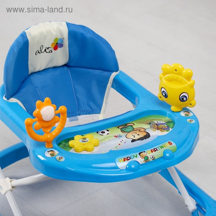 Ходунки «Солнышко», 7 колес, муз. игрушки, синий