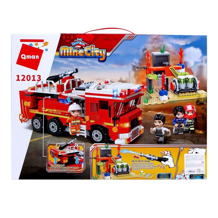 Конструктор Огнеборцы «Пожарная машина», стреляет водой, 4 минифигуры и 539 деталей Конструктор Огнеборцы «Пожарная машина», стреляет водой, 4 минифигуры и 539 деталей