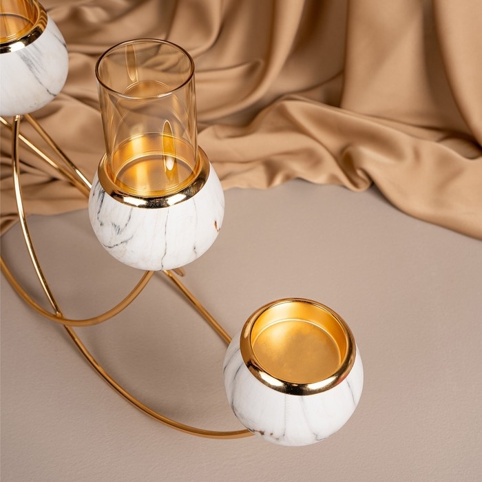 Подсвечник металл, стекло «Сплетение» на 4 свечи 47 х 10 х 28 см