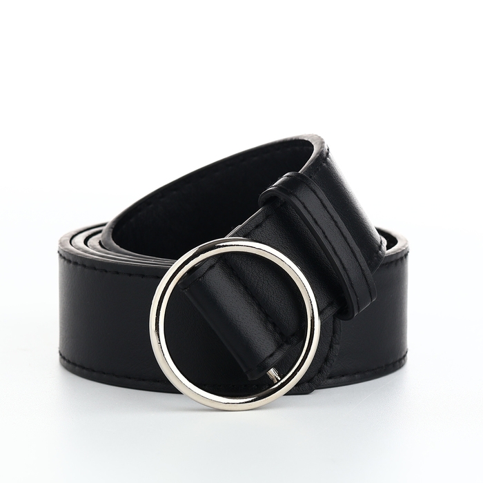 Ремень женский, ширина 3,5 см, пряжка серебро, цвет чёрный Ремень женский, ширина 3,5 см, пряжка серебро, цвет чёрный