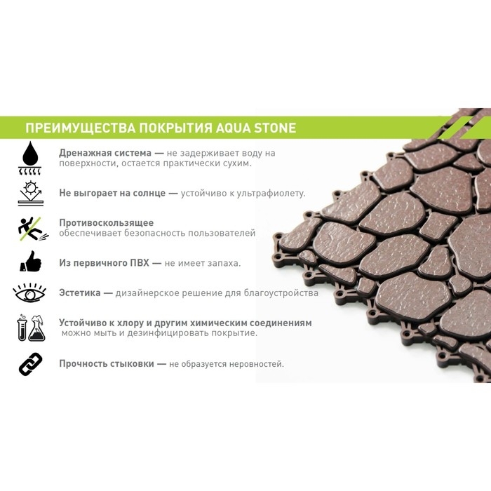 Напольное модульное покрытие AQUA STONE, 34×34 см, 6 шт в упаковке, цвет синий Напольное модульное покрытие AQUA STONE, 34×34 см, 6 шт в упаковке, цвет синий