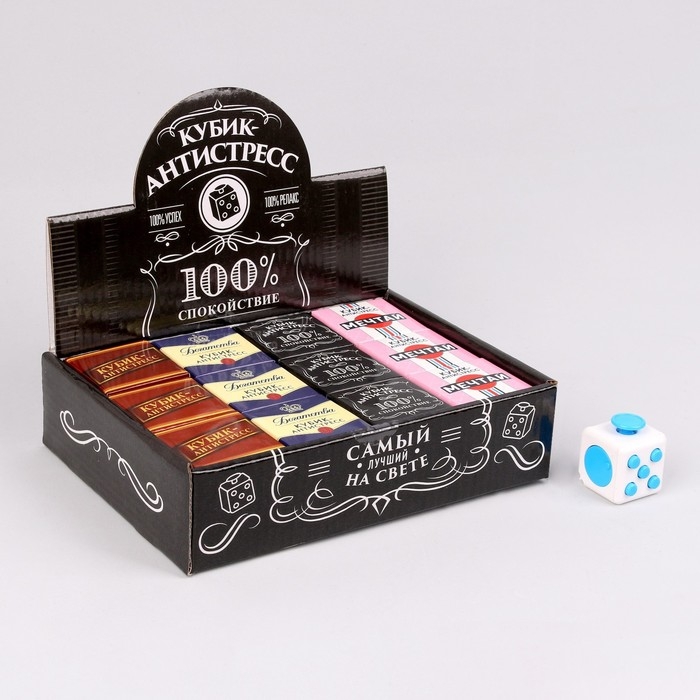 Фиджет кубик антистресс «100% спокойствие», МИКС, в шоубоксе Фиджет кубик антистресс «100% спокойствие», МИКС, в шоубоксе
