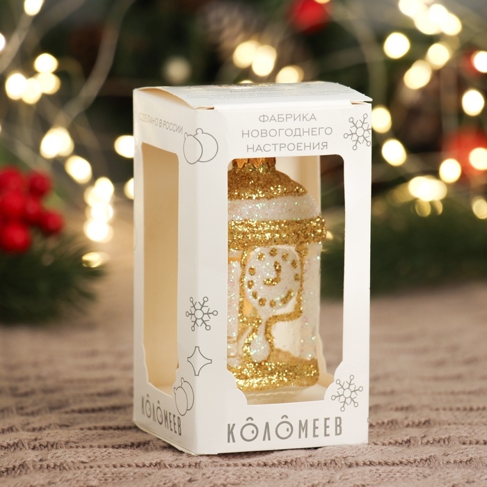 Ёлочное украшение "Часы-тумба", прозрачная серия, в подарочной упаковке, h-11см