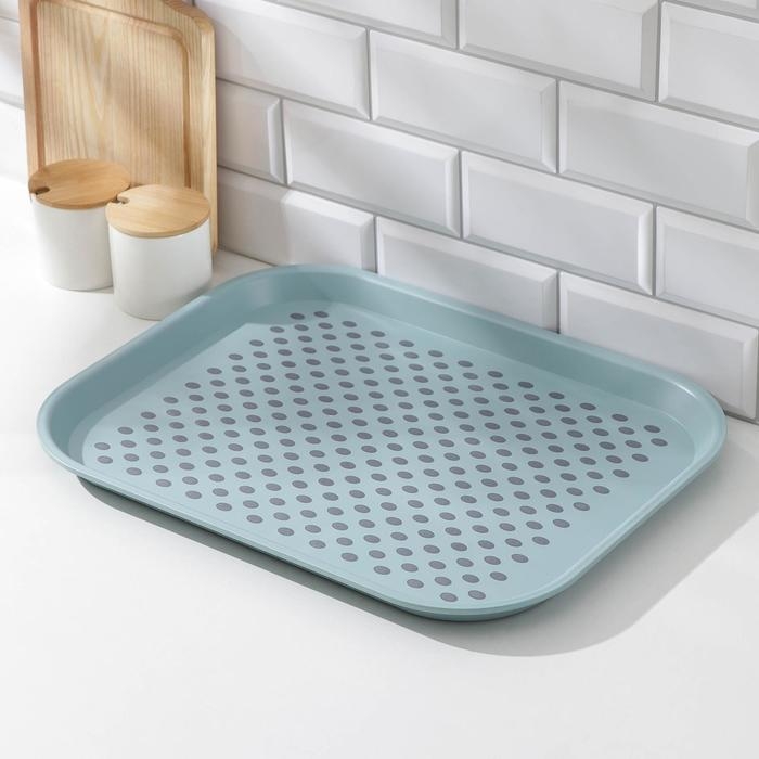 Поднос с антискользящим покрытием, 45×35,5 см, цвет МИКС Поднос с антискользящим покрытием, 45×35,5 см, цвет МИКС